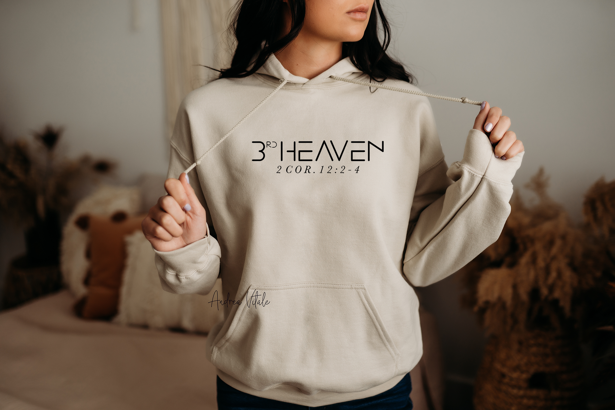 3rd Heaven 2 Cor. 12-2-4 with Black Text - Sand 18500 Gildan - Sky Angel Cafe