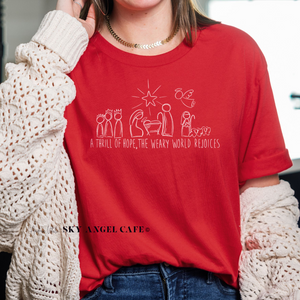 A Thrill of Hope, A Weary World Rejoices with White Text - BC 3001 Red - Andrea Vitale - Sky Angel Cafe