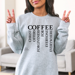 Load image into Gallery viewer, COFFEE_-_Christ_Offers_Forgiveness_For_Everyone_Everywhere_with_Black_Text_-_Gildan_18000_Sport_Grey_-_Sky_Angel_Cafe
