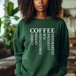Load image into Gallery viewer, COFFEE_-_Christ_Offers_Forgiveness_For_Everyone_Everywhere_with_White_Text_-_Gildan_18000_Forest_Green_-_Sky_Angel_Cafe
