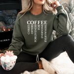 Load image into Gallery viewer, COFFEE_-_Christ_Offers_Forgiveness_For_Everyone_Everywhere_with_White_Text_-_Gildan_18000_Military_Green_-_Sky_Angel_Cafe
