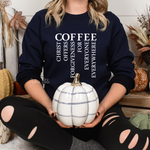 Load image into Gallery viewer, COFFEE_-_Christ_Offers_Forgiveness_For_Everyone_Everywhere_with_White_Text_-_Gildan_18000_Navy_-_Sky_Angel_Cafe
