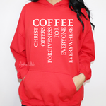 Load image into Gallery viewer, COFFEE_-_Red_Hoodie_With_White_Graphic_-_Sky_Angel_Cafe

