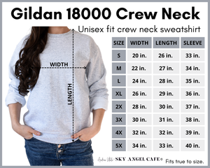 Copyright Gildan 18000 Size Chart S- 5XL - Sky Angel Cafe