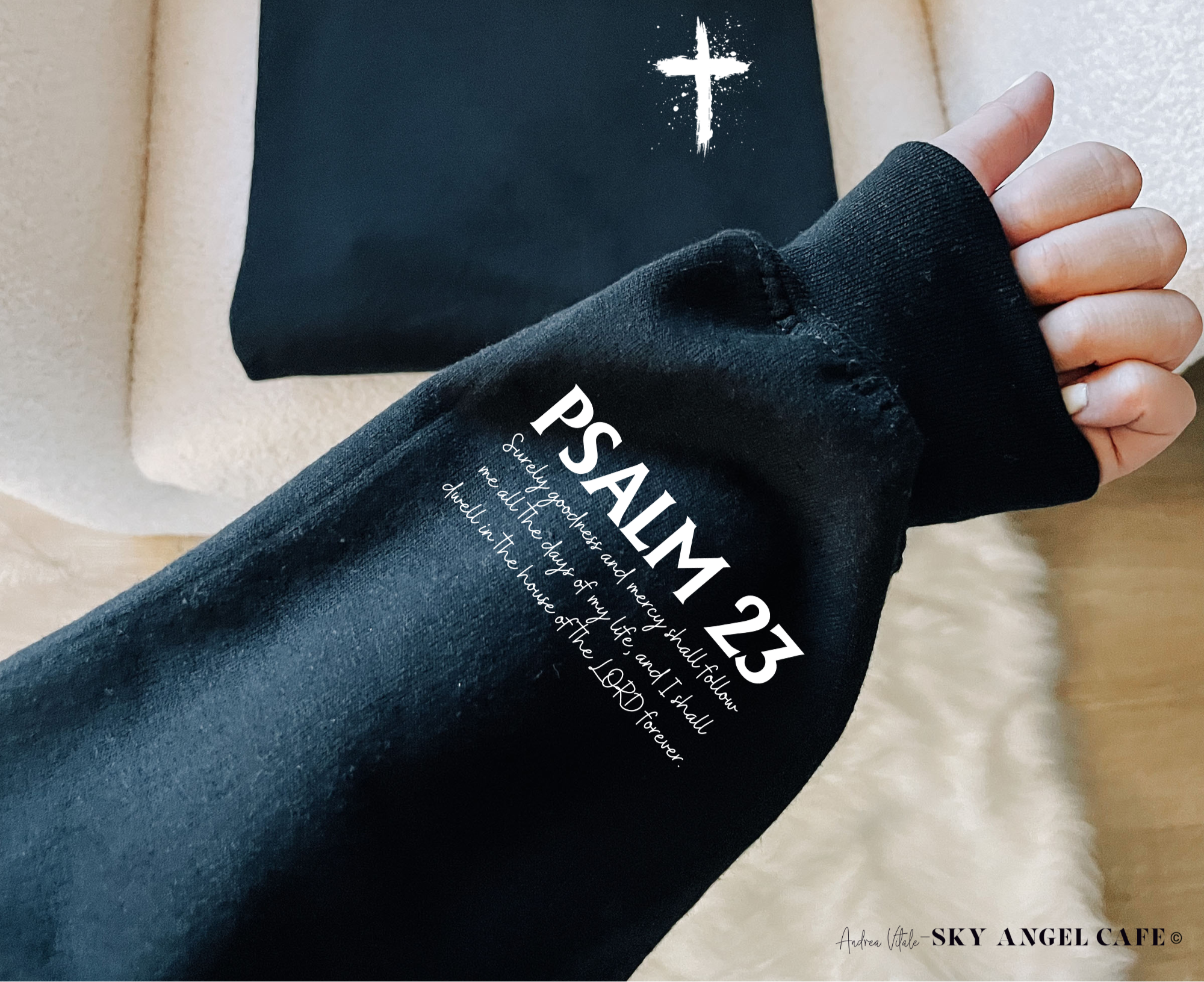 Psalm 23 Sleeve with Cross Sweatshirt