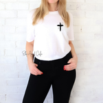 Load image into Gallery viewer, Left Chest Cross Black -White Gildan G640 - Sky Angel Cafe

