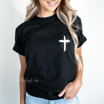 Load image into Gallery viewer, Left Chest Cross White-Black Gildan G640 - Sky Angel Cafe
