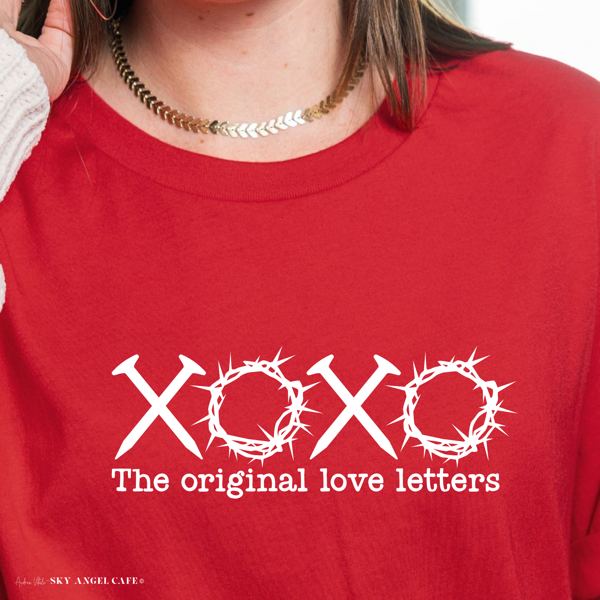 The Original Love Letters with White Text - B+C 3001 Red - Andrea Vitale - Sky Angel Cafe