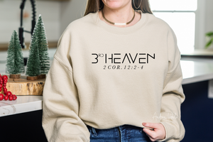 3rd Heaven 2 Cor. 12-2-4 with Black Text - Gildan 18000 Sand - Sky Angel Cafe