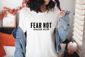 Fear Not Isaiah 41:10 Natural Bella Canvas 3001 with Black Text Sky Angel Cafe