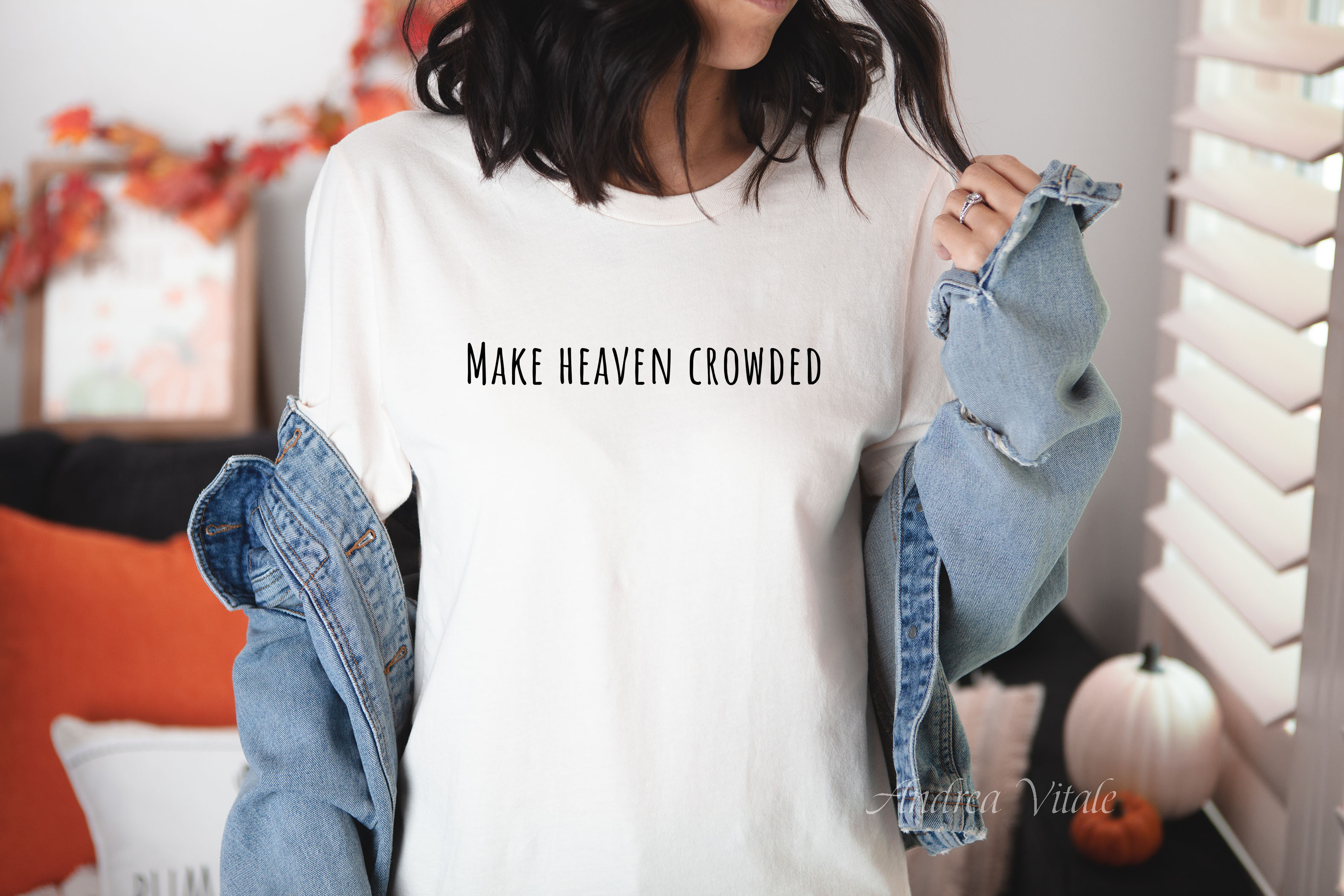 Make Heaven Crowded with Black Text - Natural Bella Canvas 3001 - Sky Angel Cafe