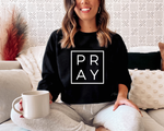 Load image into Gallery viewer, Pray Sweatshirt with White Text Gildan 18000 Black - Sky Angel Cafe
