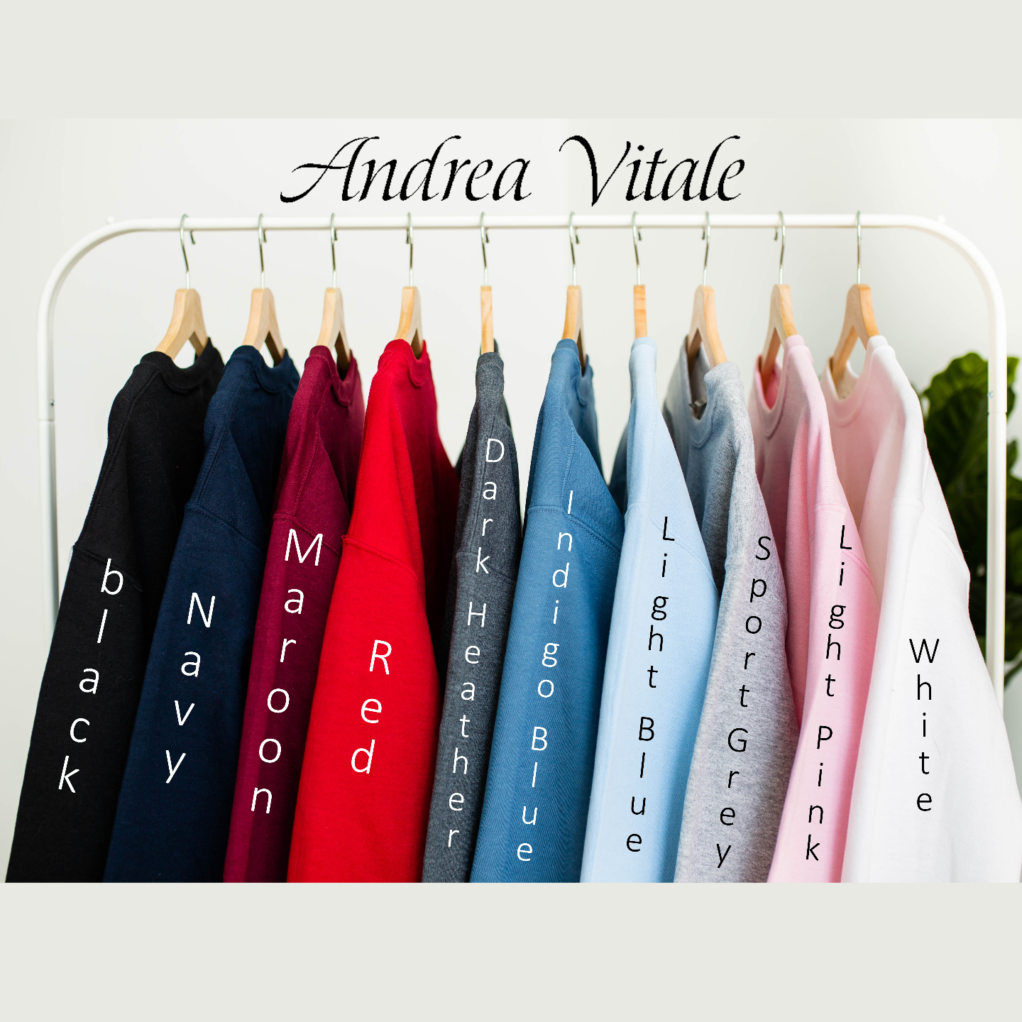 Sweatshirt Gildan 18000 Colour Chart (Black, Navy, Maroon, Red, Dark Heather, Indigo Blue, Light Blue, Sport Grey, Light Pink, and White) - Sky Angel Cafe