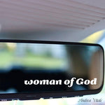 Load image into Gallery viewer, Woman of God Decal, Rearview Visor Mirror Accessory, Aesthetic Religious Faith Christian Decals, Positive Affirmation, Home Mirror Decal

